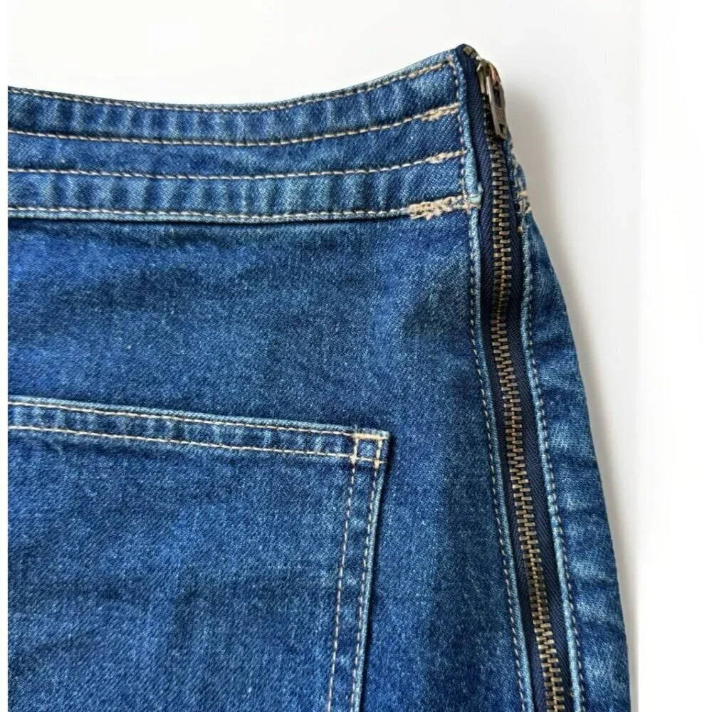 Womens LOFT Denim Patch Pocket Skirt Size 6 in Classic Mid Wash Side Zipper
